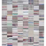 Chaput Patchwork Beyaz Renk Pabek Üzerine Yün El Dokuma Kilim-249x351