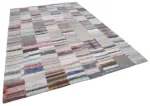 Chaput Patchwork Beyaz Renk Pabek Üzerine Yün El Dokuma Kilim-249x351 - Görsel 2