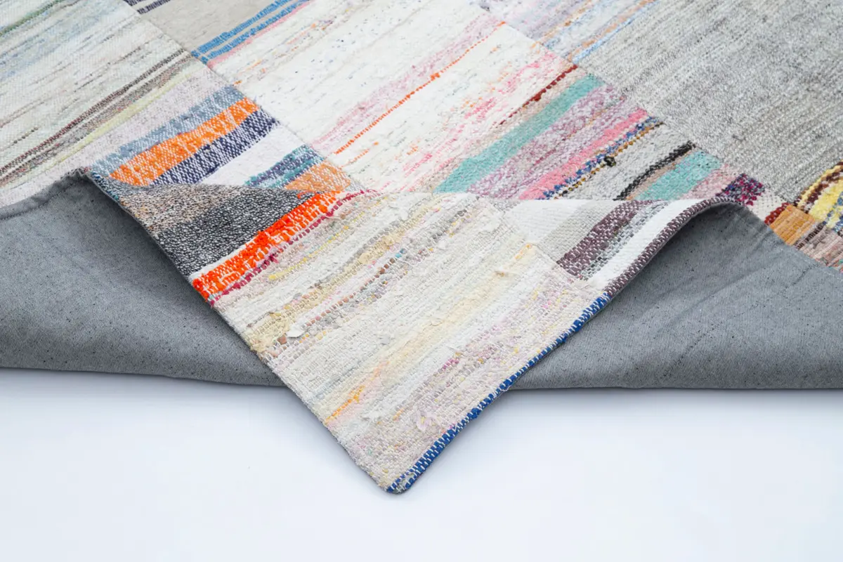 Chaput Patchwork Multi Renk Pamuk Üzerine Yün El Dokuma Kilim-247x353 - Görsel 5
