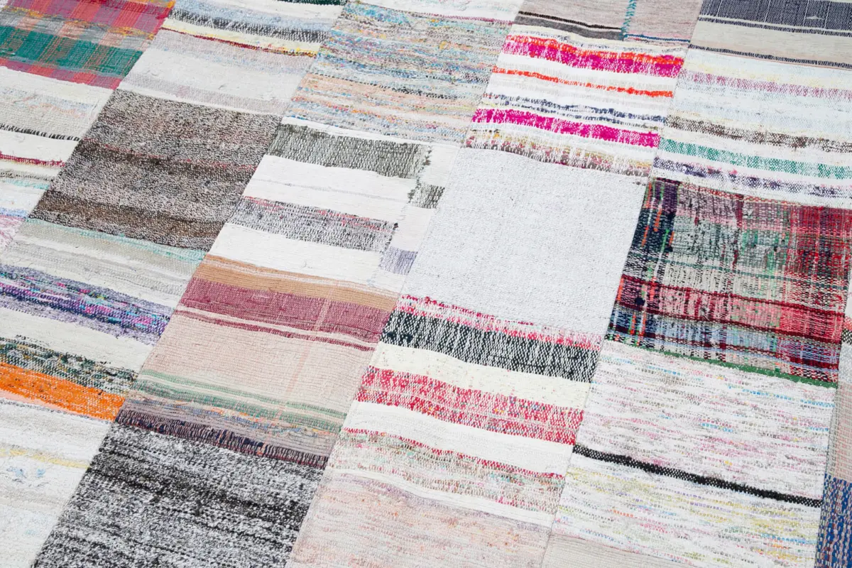 Chaput Patchwork Multi Renk Pamuk Üzerine Yün El Dokuma Kilim-247x353 - Görsel 6