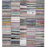 Chaput Patchwork Multi Renk Pamuk Üzerine Yün El Dokuma Kilim-242x350