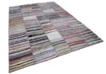 Chaput Patchwork Multi Renk Pamuk Üzerine Yün El Dokuma Kilim-242x350 - Görsel 2