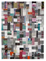 Chaput Patchwork Multi Renk Pamuk Üzerine Yün El Dokuma Kilim-259x350