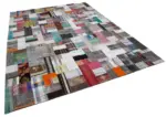 Chaput Patchwork Multi Renk Pamuk Üzerine Yün El Dokuma Kilim-259x350 - Görsel 2