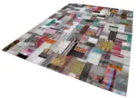 Chaput Patchwork Multi Renk Pamuk Üzerine Yün El Dokuma Kilim-259x350 - Görsel 3