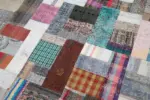 Chaput Patchwork Multi Renk Pamuk Üzerine Yün El Dokuma Kilim-259x350 - Görsel 6
