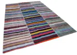 Chaput Patchwork Multi Renk Pamuk Üzerine Yün El Dokuma Kilim-243x351 - Görsel 2