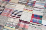 Chaput Patchwork Beyaz Renk Pamuk Üzerine Yün El Dokuma Kilim-240x357 - Görsel 6