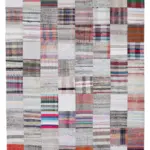 Chaput Patchwork Multi Renk Pamuk Üzerine Yün El Dokuma Kilim-241x358