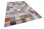 Chaput Patchwork Multi Renk Pamuk Üzerine Yün El Dokuma Kilim-241x358 - Görsel 2