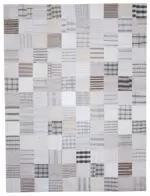İnce Bez Patchwork Beyaz Pamuk Üzerine Yün El Dokuma Kilim-302x400