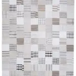 İnce Bez Patchwork Bej Pamuk Üzerine Yün El Dokuma Kilim-302x394