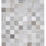 İnce Bez Patchwork Bej Pamuk Üzerine Yün El Dokuma Kilim-303x398