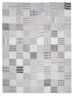 İnce Bez Patchwork Bej Pamuk Üzerine Yün El Dokuma Kilim-303x398