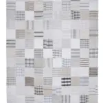 İnce Bez Patchwork Bej Pamuk Üzerine Yün El Dokuma Kilim-301x400