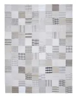 İnce Bez Patchwork Bej Pamuk Üzerine Yün El Dokuma Kilim-301x400