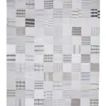 İnce Bez Patchwork Bej Pamuk Üzerine Yün El Dokuma Kilim-301x406
