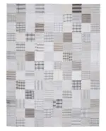 İnce Bez Patchwork Bej Pamuk Üzerine Yün El Dokuma Kilim-302x400