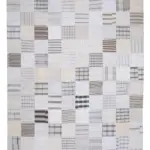 İnce Bez Patchwork Bej Pamuk Üzerine Yün El Dokuma Kilim-302x400