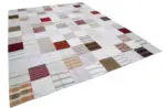 İnce Bez Patchwork Beyaz Pamuk Üzerine Yün El Dokuma Kilim-302x398 - Görsel 2