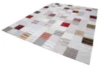 İnce Bez Patchwork Beyaz Pamuk Üzerine Yün El Dokuma Kilim-302x398 - Görsel 3
