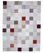 İnce Bez Patchwork Multi Pamuk Üzerine Yün El Dokuma Kilim-303x400