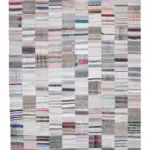 Chaput Patchwork Multi Renk Pamuk Üzerine Yün El Dokuma Kilim-302x402
