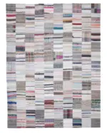 Chaput Patchwork Multi Renk Pamuk Üzerine Yün El Dokuma Kilim-302x402