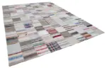 Chaput Patchwork Multi Renk Pamuk Üzerine Yün El Dokuma Kilim-304x400 - Görsel 2