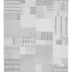 İnce Bez Patchwork Bej Pamuk Üzerine Yün El Dokuma Kilim-205x307
