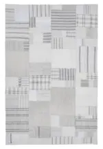 İnce Bez Patchwork Bej Pamuk Üzerine Yün El Dokuma Kilim-205x307