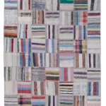 Chaput Patchwork Multi Renk Pamuk Üzerine Yün El Dokuma Kilim-207x298