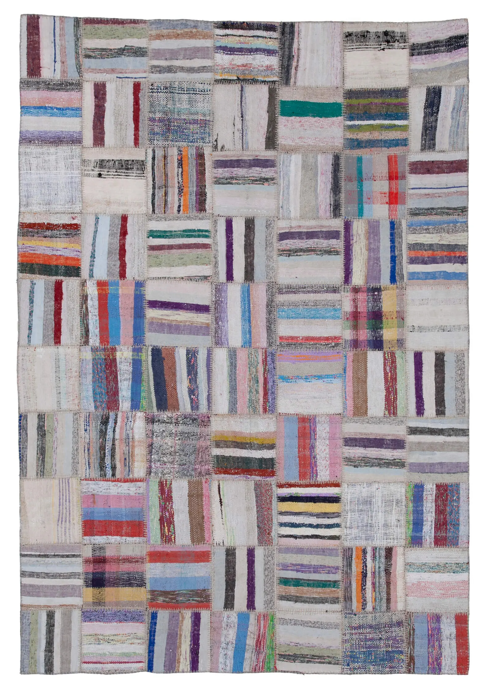 Rc_30599_1_Multicolor_Oriental_Kilim_Patchwork_Rugs Chaput Patchwork Multi Renk Pamuk Üzerine Yün El Dokuma Kilim-207x298 - Görsel 1