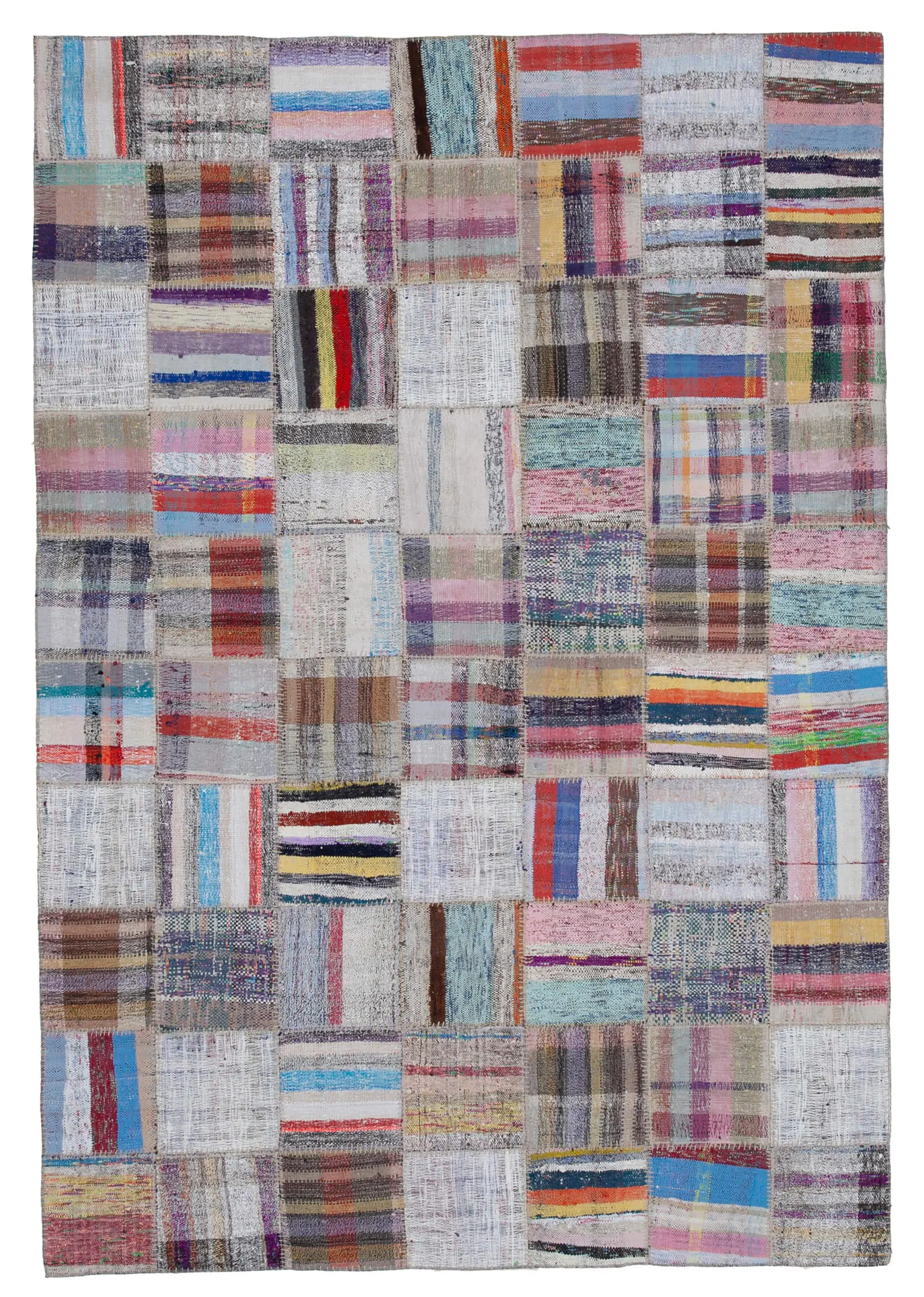 Rc_30600_1_Multicolor_Oriental_Kilim_Patchwork_Rugs Chaput Patchwork Multi Renk Pamuk Üzerine Yün El Dokuma Kilim-205x297 - Görsel 1
