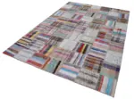 Chaput Patchwork Multi Renk Pamuk Üzerine Yün El Dokuma Kilim-205x297 - Görsel 3