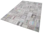 Chaput Patchwork Bej Renk Pamuk Üzerine Yün El Dokuma Kilim-197x296 - Görsel 3