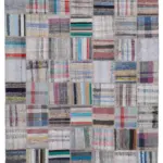Chaput Patchwork Multi Renk Pamuk Üzerine Yün El Dokuma Kilim-207x297
