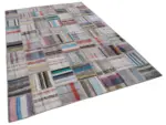 Chaput Patchwork Multi Renk Pamuk Üzerine Yün El Dokuma Kilim-207x297 - Görsel 2