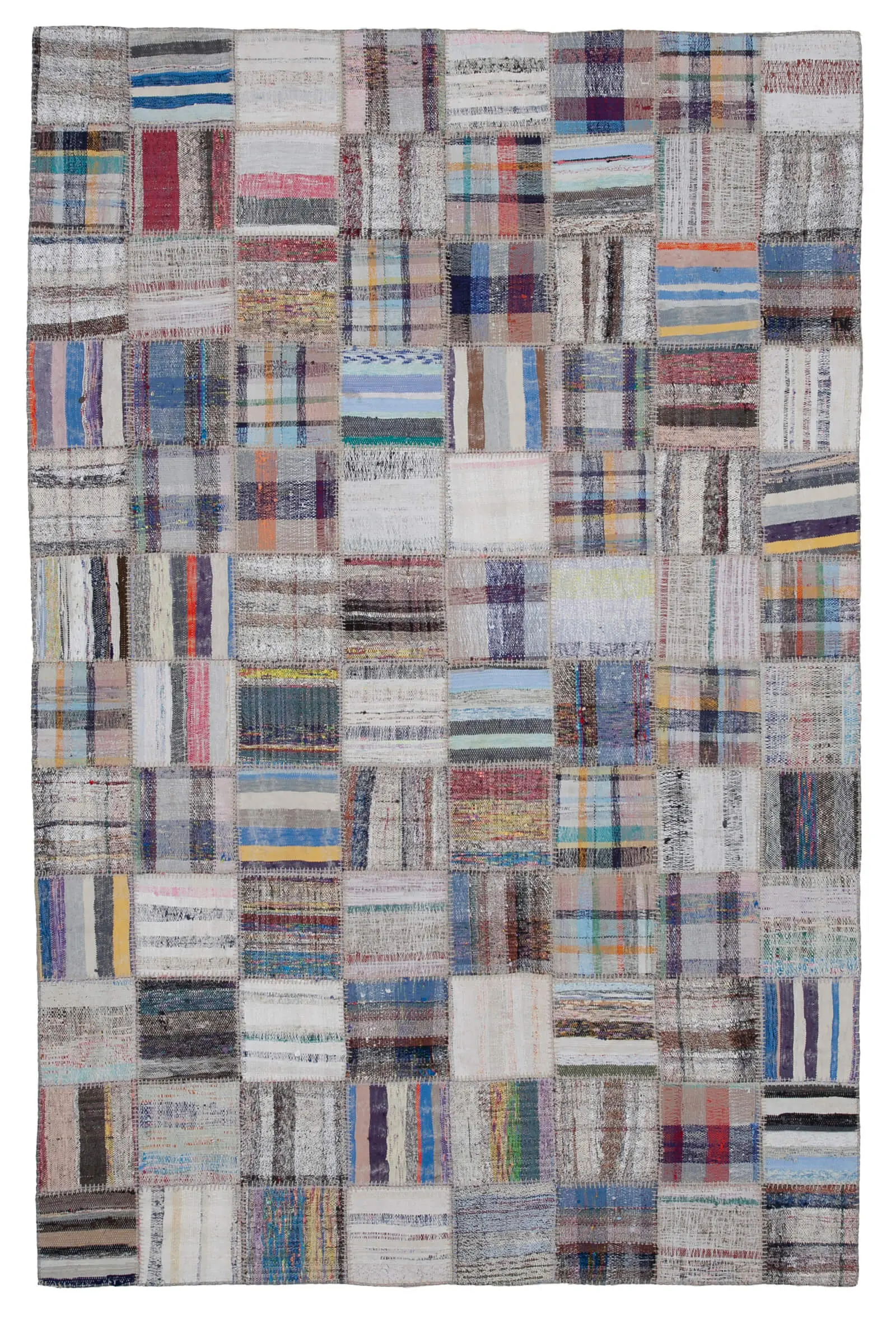 Rc_30604_1_Multicolor_Oriental_Kilim_Patchwork_Rugs Chaput Patchwork Multi Renk Pamuk Üzerine Yün El Dokuma Kilim-196x296 - Görsel 1