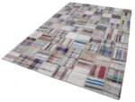 Chaput Patchwork Multi Renk Pamuk Üzerine Yün El Dokuma Kilim-196x296 - Görsel 3