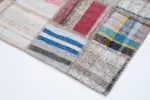 Chaput Patchwork Multi Renk Pamuk Üzerine Yün El Dokuma Kilim-196x296 - Görsel 4
