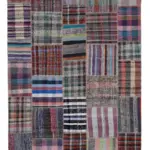Chaput Patchwork Multi Renk Pamuk Üzerine Yün El Dokuma Kilim-225x310