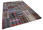 Chaput Patchwork Multi Renk Pamuk Üzerine Yün El Dokuma Kilim-225x310 - Görsel 2