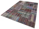 Chaput Patchwork Multi Renk Pamuk Üzerine Yün El Dokuma Kilim-225x310 - Görsel 3