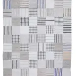 İnce Bez Patchwork Beyaz Pamuk Üzerine Yün El Dokuma Kilim-250x343