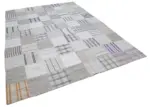 İnce Bez Patchwork Beyaz Pamuk Üzerine Yün El Dokuma Kilim-250x343 - Görsel 2