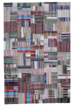 Chaput Patchwork Multi Renk Pamuk Üzerine Yün El Dokuma Kilim-222x338