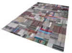 Chaput Patchwork Multi Renk Pamuk Üzerine Yün El Dokuma Kilim-222x338 - Görsel 3