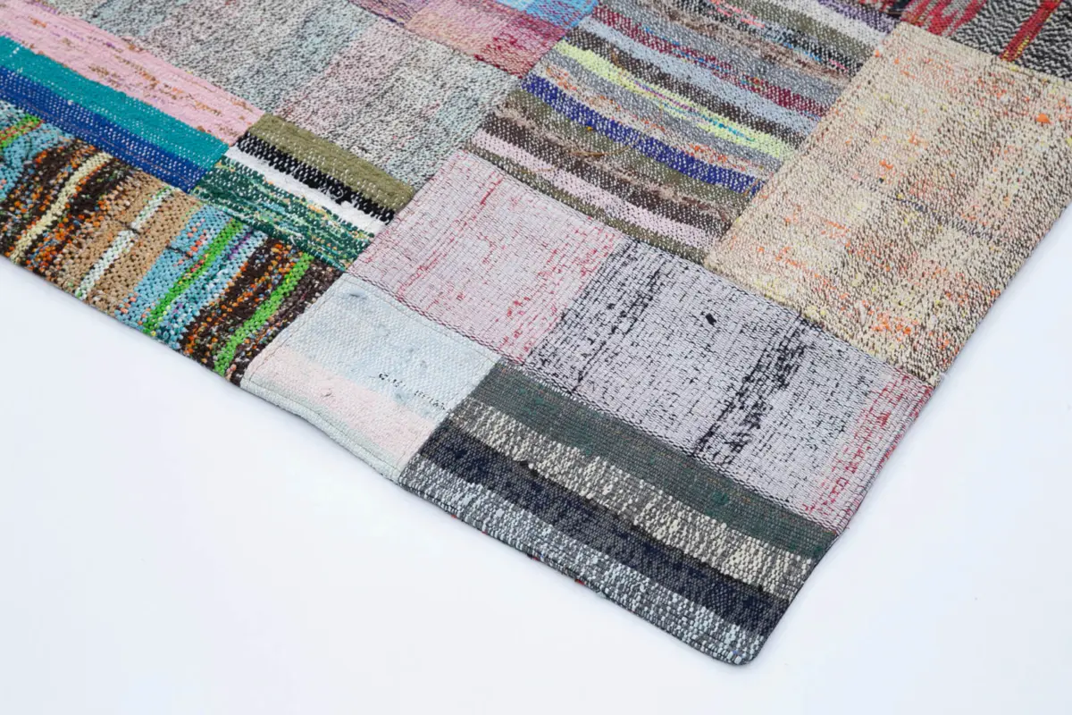 Chaput Patchwork Multi Renk Pamuk Üzerine Yün El Dokuma Kilim-222x338 - Görsel 4