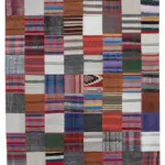 Chaput Patchwork Multi Renk Pamuk Üzerine Yün El Dokuma Kilim-238x327